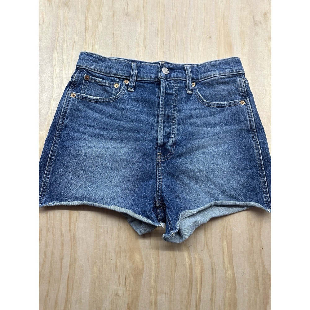 GAP Medium Wash Sky High Cheeky Button Fly Denim Shorts Size 28 6"